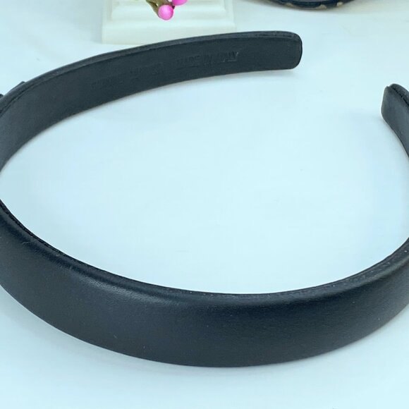 Salvatore Ferragamo Black Vara Bow Embellished Leather Silver headband GS580 main image 5